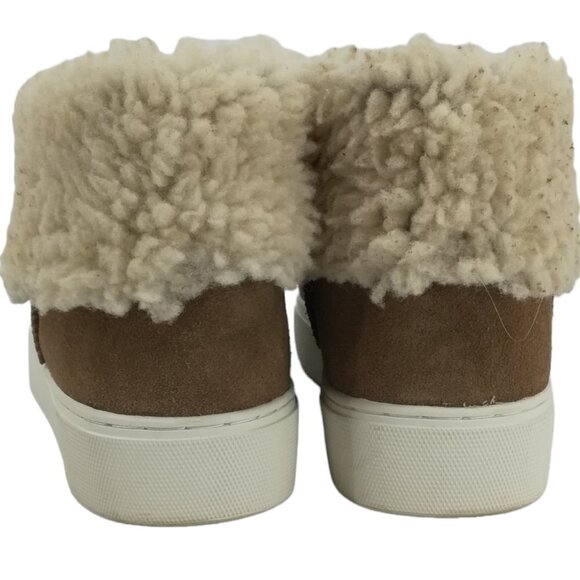 Ugg Lynus Chestnut Suede Sheepskin Fold Over Low Boots Size 7 Ankle Shearling - Picture 5 of 11